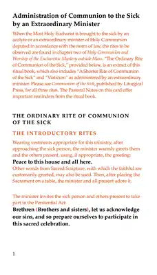 Administration of Communion to the Sick by an Extraordinary Minister