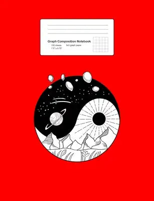 Graph Composition Notebook: Math, Physics, Science Exercise Book - Earth Outer Space Yin Yang Retro Galaxy Nature Balance Gift - Red 5x5 Graph Pap