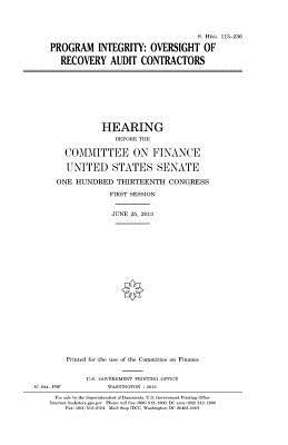 Program integrity: oversight of recovery audit contractors