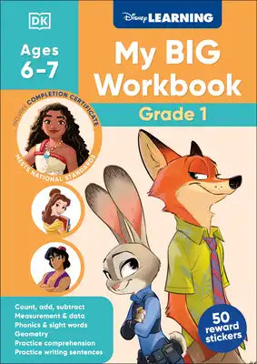 Disney Learning Big Workbook Grade 1: Math & English Workbook for Kids Aged 6-7, Curriculum-Based