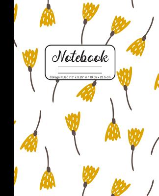 Notebook College Ruled 7.5" x 9.25" in / 19.05 x 23.5 cm: Composition Book, Delicate Yellow Fall Flowers Cover, C757