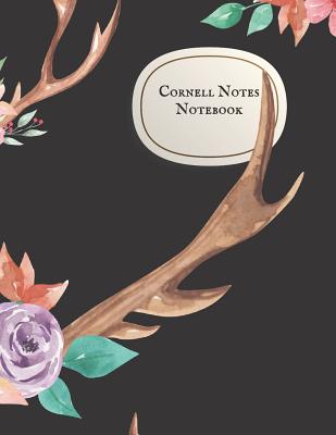 Cornell Notes Notebook: 8.5x11 Beautifully Rustic Black and Floral Cornell Method Book with 150 pages for University Level Note Taking