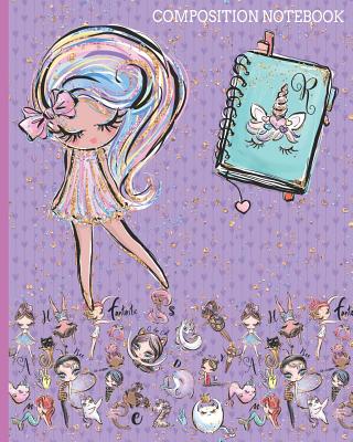 R Composition Notebook: Monogrammed Initial Primary School Wide Ruled Interior Notebook