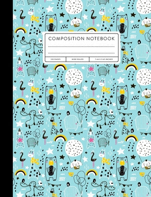 Composition Notebook: Wide Ruled, Party Animals