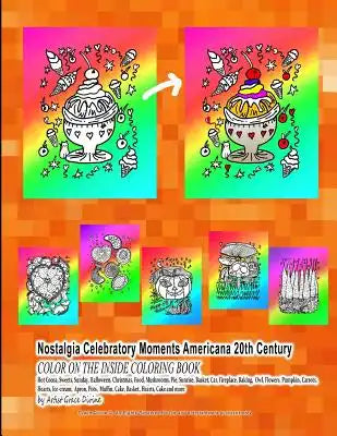 Nostalgia Celebratory Moments Americana 20th Century COLOR ON THE INSIDE COLORING BOOK Hot Cocoa, Sweets, Sunday, Halloween, Christmas, Food, Mushroom