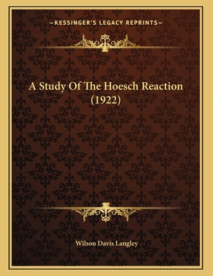 A Study Of The Hoesch Reaction (1922)