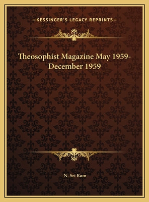 Theosophist Magazine May 1959-December 1959