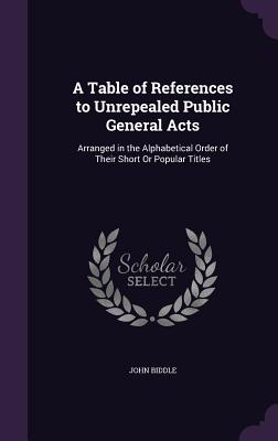 A Table of References to Unrepealed Public General Acts: Arranged in the Alphabetical Order of Their Short or Popular Titles