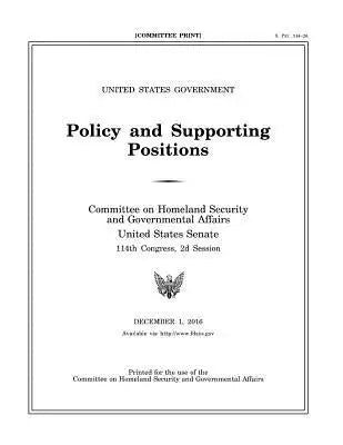 United States Government Policy and Supporting Positions, December 1, 2016 (Plum Book)