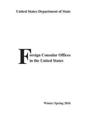 Foreign Consular Offices in the United States: Winter/Spring 2016