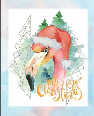 Merry Christmas: Christmas Flamingo Notebook, Wide Ruled Notebook, Writing Notebook, School Notebook, Gift for Kids, Students, Teens, 7