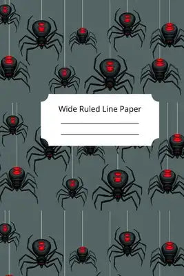 Scary Spider Theme Wide Ruled Line Paper