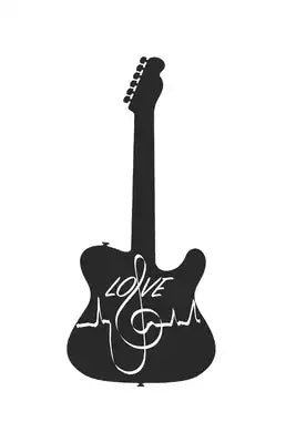 Guitar Guitar Music Clef Heartbeats - guitar tabs, music school, music university, music lesson, music book, music lines, notebook, notepad, 120 pages
