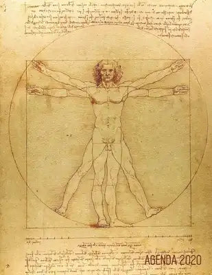 Hombre de Vitruvio Agenda Mensual 2020: Leonardo da Vinci - Planificador Diaria - Ideal Para la Escuela, el Estudio y la Oficina - Renacimiento Italia