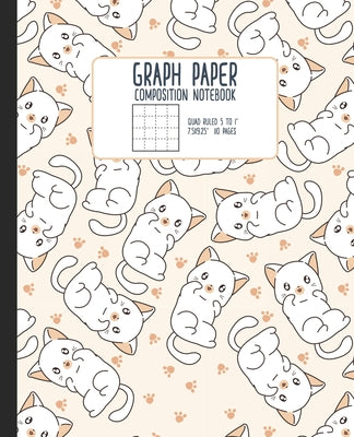 Graph Paper Composition Notebook: Quad Ruled 5 Squares to 1 Inch Grid Paper Science & Math Graphing Notebook 5x5 7.5 x 9.25: Cute Kawaii Cat Pattern