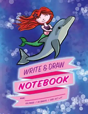 Cute Mermaid Write & Draw Notebook for Girls (Ages 3 & up) / 100 Pages / 50 Sheets / Size: 11" x 8.5" Perfect for adding a little FUN to young girls p