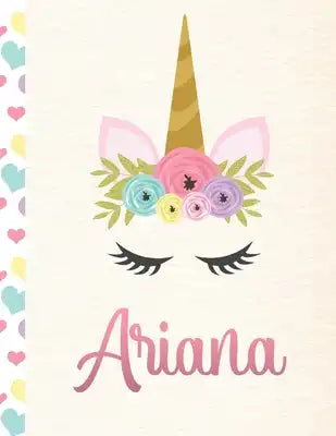Ariana: Personalized Unicorn Sketchbook For Girls With Pink Name - 8.5x11 110 Pages. Doodle, Sketch, Create!