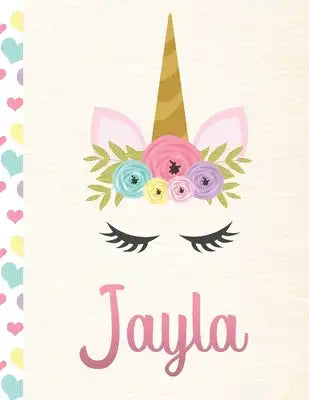 Jayla: Personalized Unicorn Sketchbook For Girls With Pink Name - 8.5x11 110 Pages. Doodle, Sketch, Create!