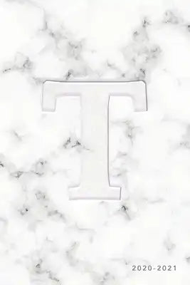 T 2020-2021: Weekly Monthly Planner - Personalized Marble Monogram - 6x9 in - 2020 Calendar Organizer with Bonus Dotted Grid Pages