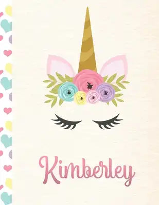 Kimberley: Personalized Unicorn Sketchbook For Girls With Pink Name - 8.5x11 110 Pages. Doodle, Sketch, Create!