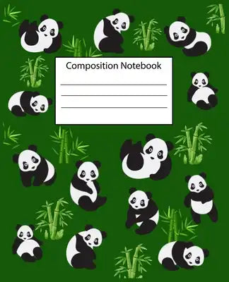 Composition Notebook: Book - Wide Ruled - Cute Notebook with Panda Pattern - Journal for Students / Teachers - 7.5 x 9.25 (Back to School No