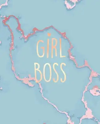 Girl Boss: Inspirational Quote Notebook, Soft Blue Marble and Gold - 7.5 x 9.25, 120 College Ruled Pages