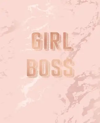 Girl Boss: Inspirational Quote Notebook, Elegant Pink Marble and Rose Gold - 7.5 x 9.25, 120 College Ruled Pages