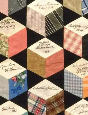 4 x 4 Graph Paper Notebook: Tumbling Blocks Quilt Art cover