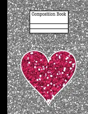 Glitter Heart Composition Notebook - 4x4 Graph Paper: 200 Pages 7.44 x 9.69 School Student Teacher Office Love Valentine Teen Girl