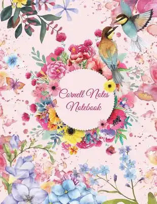Cornell Notes Notebook: Beautiful Pink Flowers, Note Taking Notebook, Cornell Note Taking System Book, US Letter 120 Pages Large Size 8.5" x 1