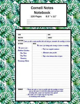 Cornell Notes Notebook: Note Taking System, For Students, Writers, Meetings, Lectures Large Size 8.5 x 11 (21.59 x 27.94 cm), Durable Matte Pa
