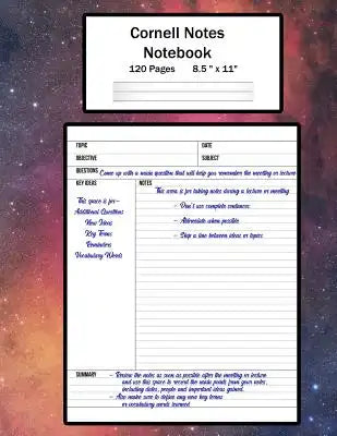Cornell Notes Notebook: Note Taking System, For Students, Writers, Meetings, Lectures Large Size 8.5 x 11 (21.59 x 27.94 cm), Durable Matte Ou