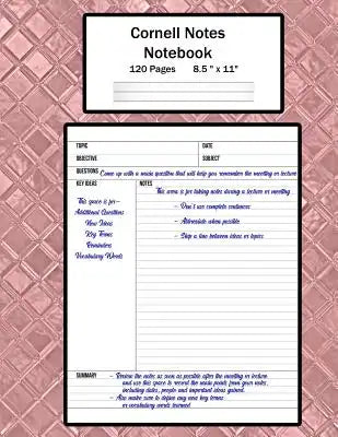Cornell Notes Notebook: Note Taking System, For Students, Writers, Meetings, Lectures Large Size 8.5 x 11 (21.59 x 27.94 cm), Durable Matte Ro