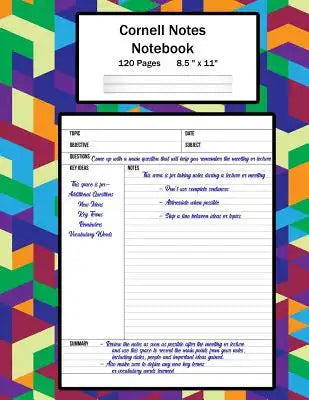 Cornell Notes Notebook: Note Taking System, For Students, Writers, Meetings, Lectures Large Size 8.5 x 11 (21.59 x 27.94 cm), Durable Matte Co