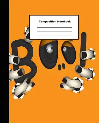 Composition Notebook: Happy Halloween Skull Monster on Orange Background Wide Ruled