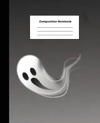 Composition Notebook: Realistic Halloween Ghost Design in Black and White Wide Ruled Paper