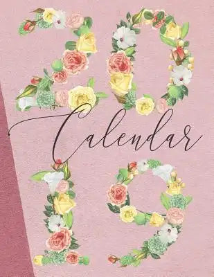 2019 Calendar: Floral Numbers with Inspirational Quotes on Pink Concrete Wall Cover
