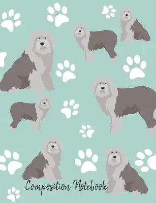 Composition Notebook: Old English Sheepdog Paw Prints Cute School Notebook 100 Pages Wide Ruled Paper