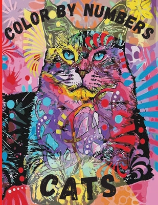 Cats Color by Numbers: Start painting with numbers. Coloring drawings with many cute images and perfect for all cat lovers! Coloring with num