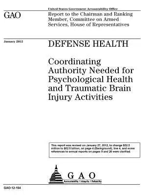 Defense health: coordinating authority needed for psychological health and traumatic brain injury activities: report to the Chairman a